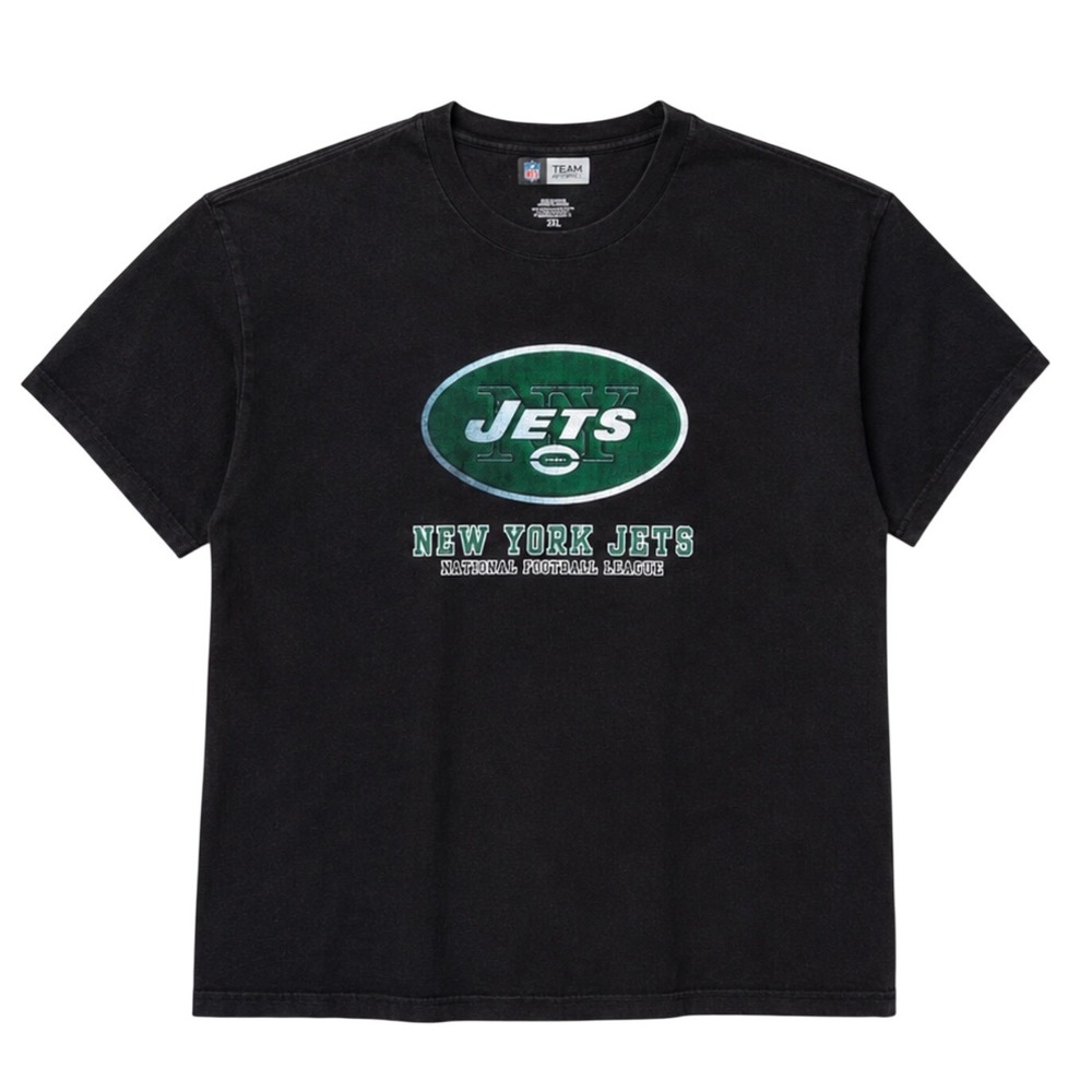 NFL Team Apparel New York Jets Graphic T-Shirt Mens 2XL Black Cotton Tee Y2K